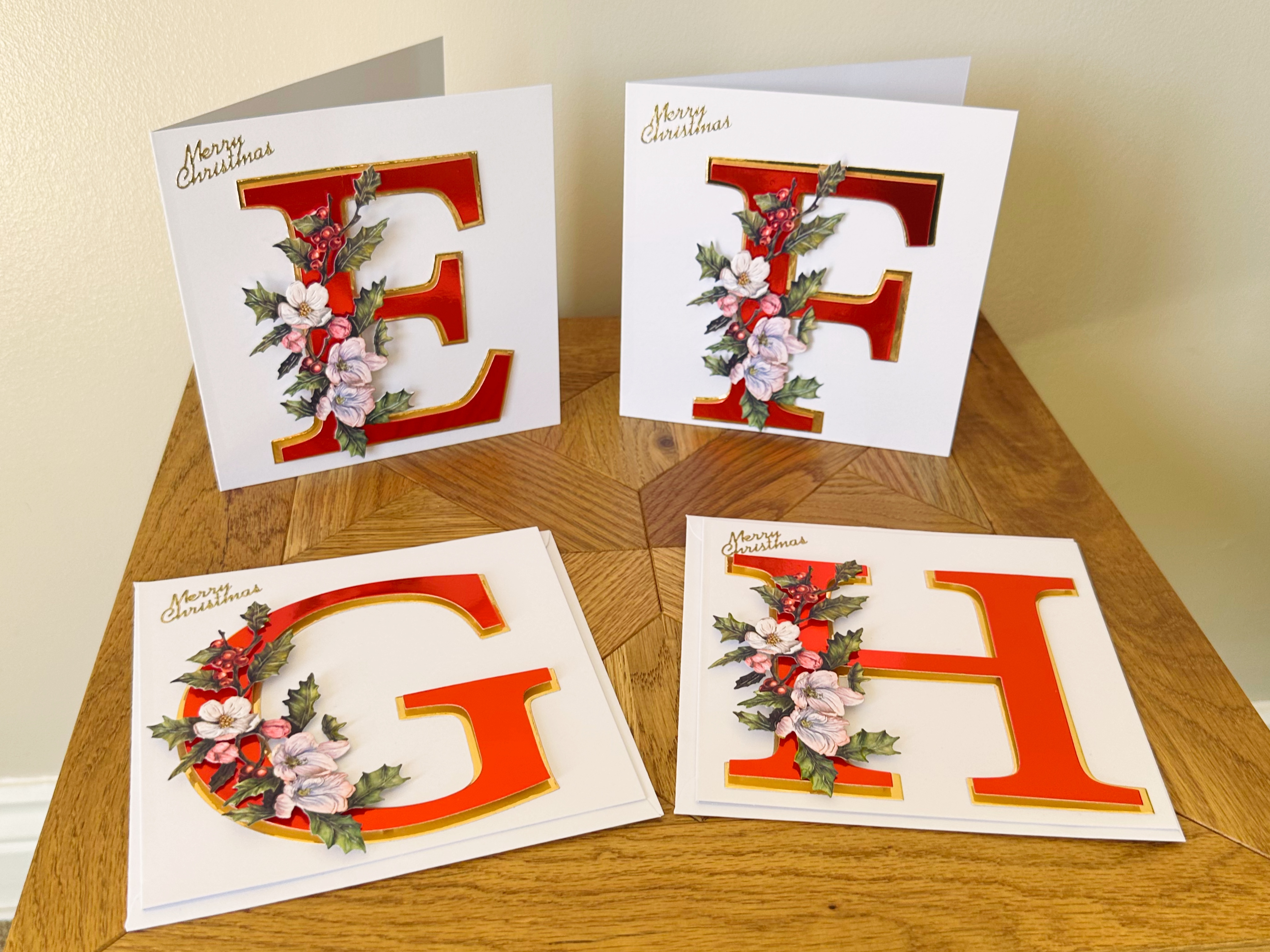 Yuletide Blossom Handmade Initial Christmas Card – A–Z — image 2