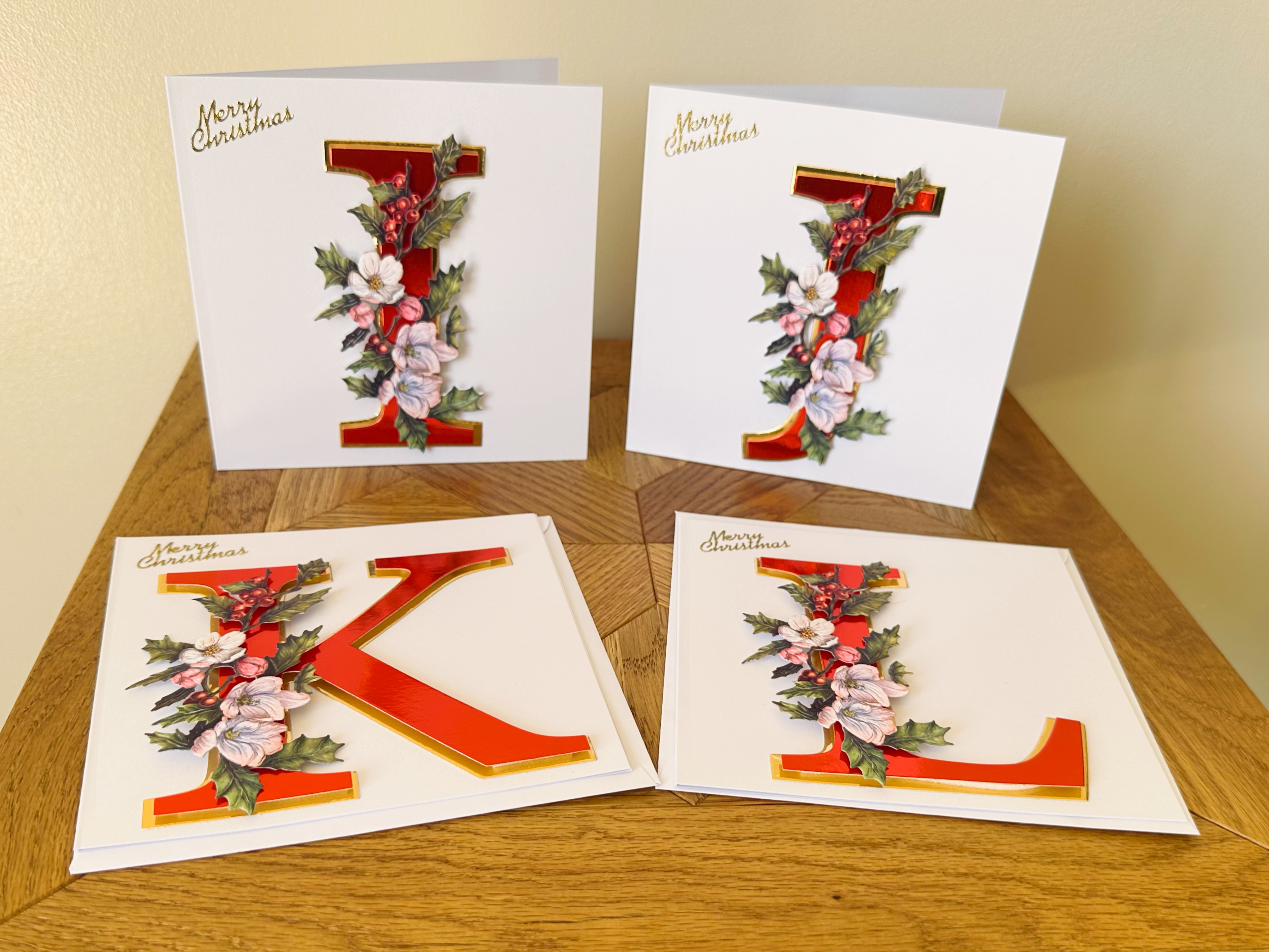 Yuletide Blossom Handmade Initial Christmas Card – A–Z — image 3