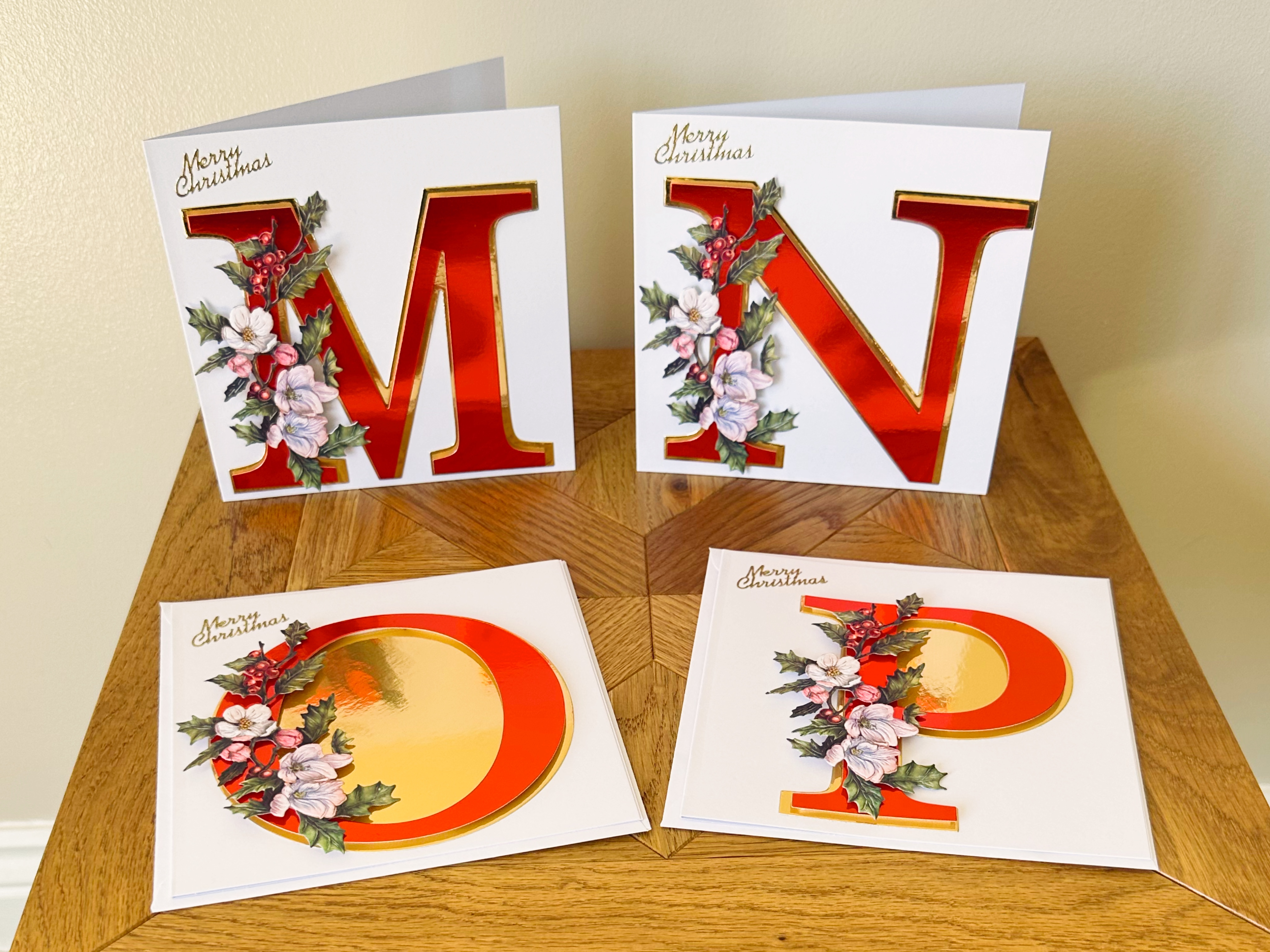 Yuletide Blossom Handmade Initial Christmas Card – A–Z — image 4