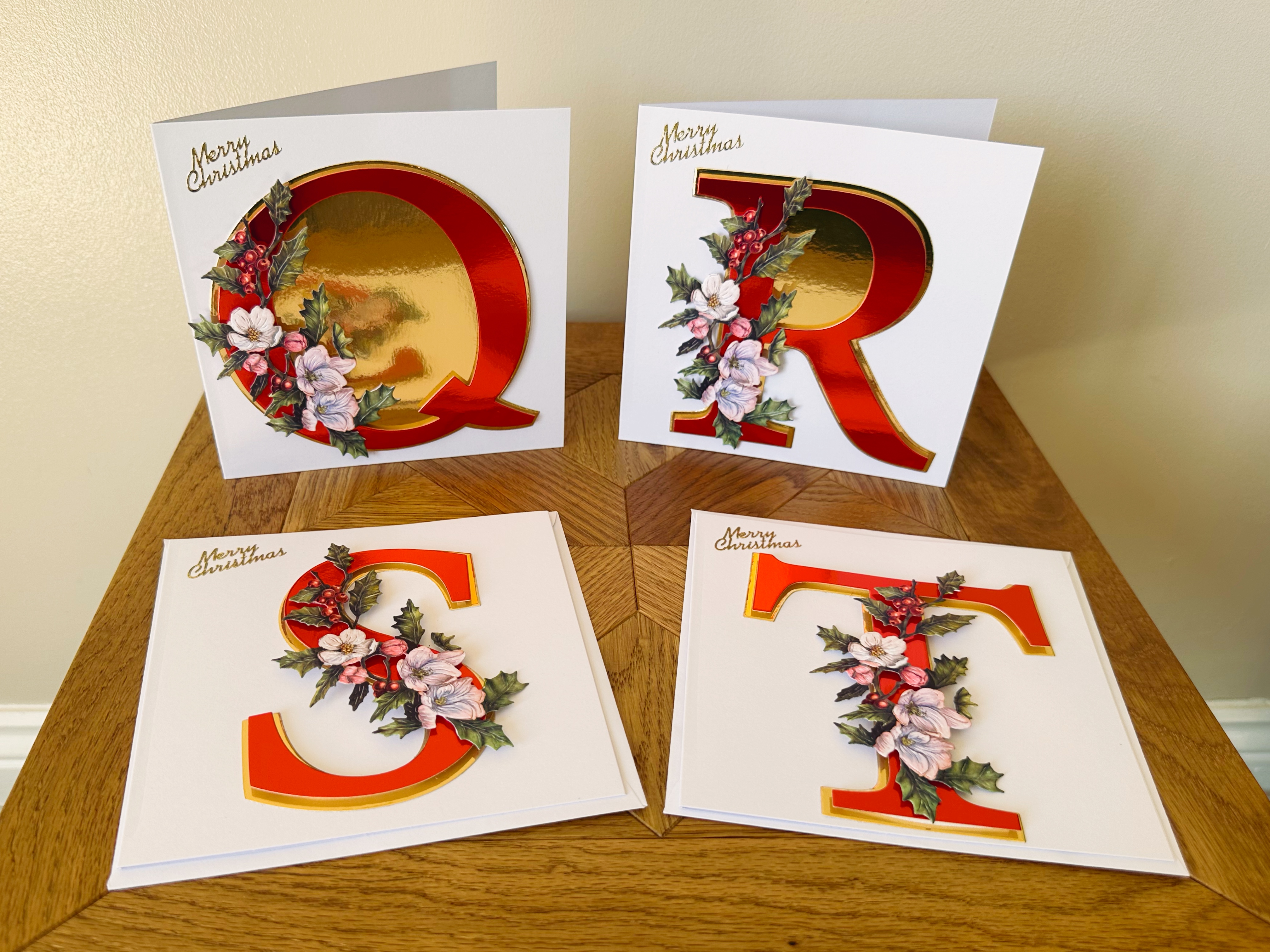 Yuletide Blossom Handmade Initial Christmas Card – A–Z — image 5