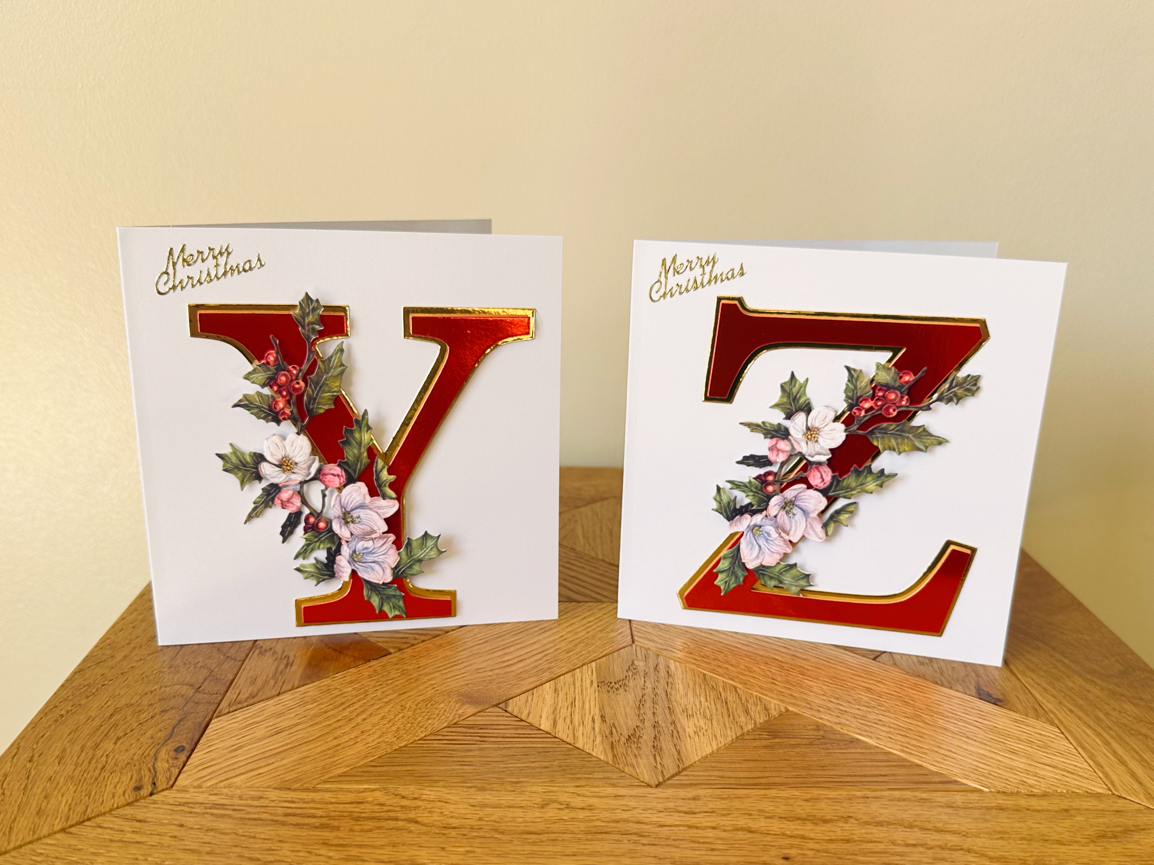 Yuletide Blossom Handmade Initial Christmas Card – A–Z — image 6